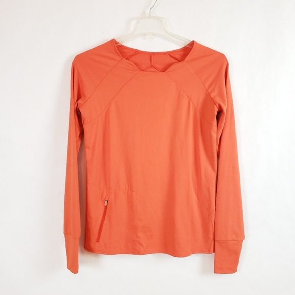 oiselle Tops - Oiselle Orange Thumbhole Running Shirt  Pocket
